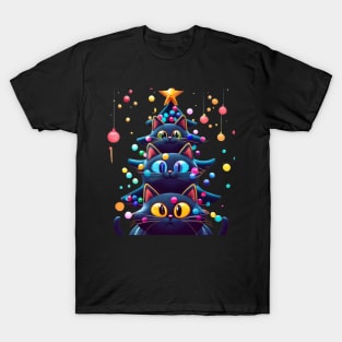 Cat Christmas Tree  Meowy Christmas T-Shirt